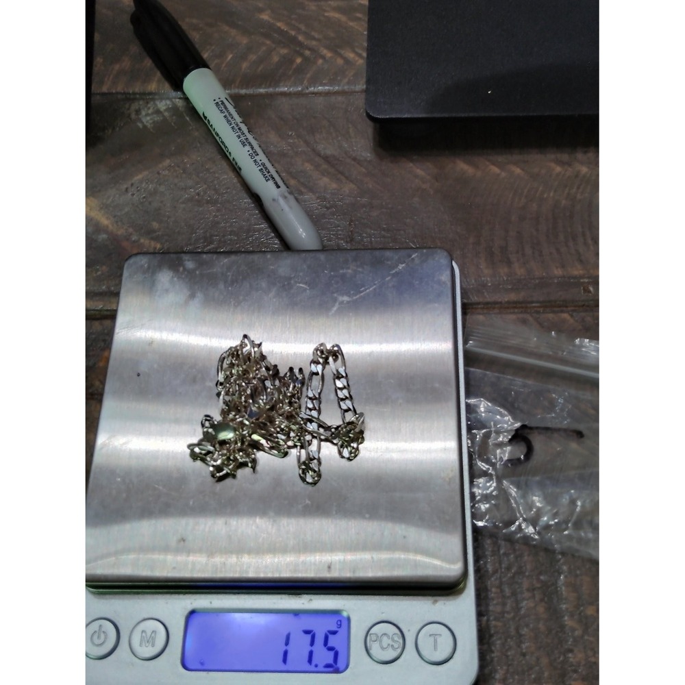 925 Sterling Silver Figaro Chain Necklace 20 Inch 17.5g Diamond Cut Links Unisex